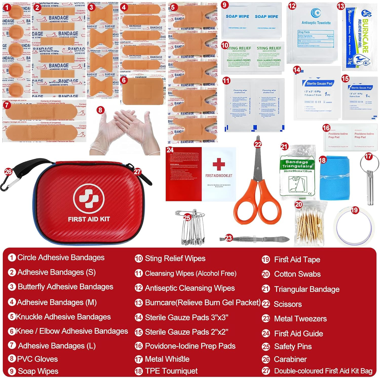 Small First Aid Kit – 185 Pieces Waterproof Emergency Kit for Home, Car, Office,