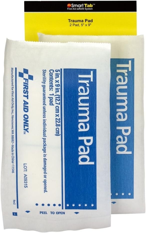 Latex-Free 5 x 9 Inch Trauma Pads – 2 Count Refill for Quick First Aid Access