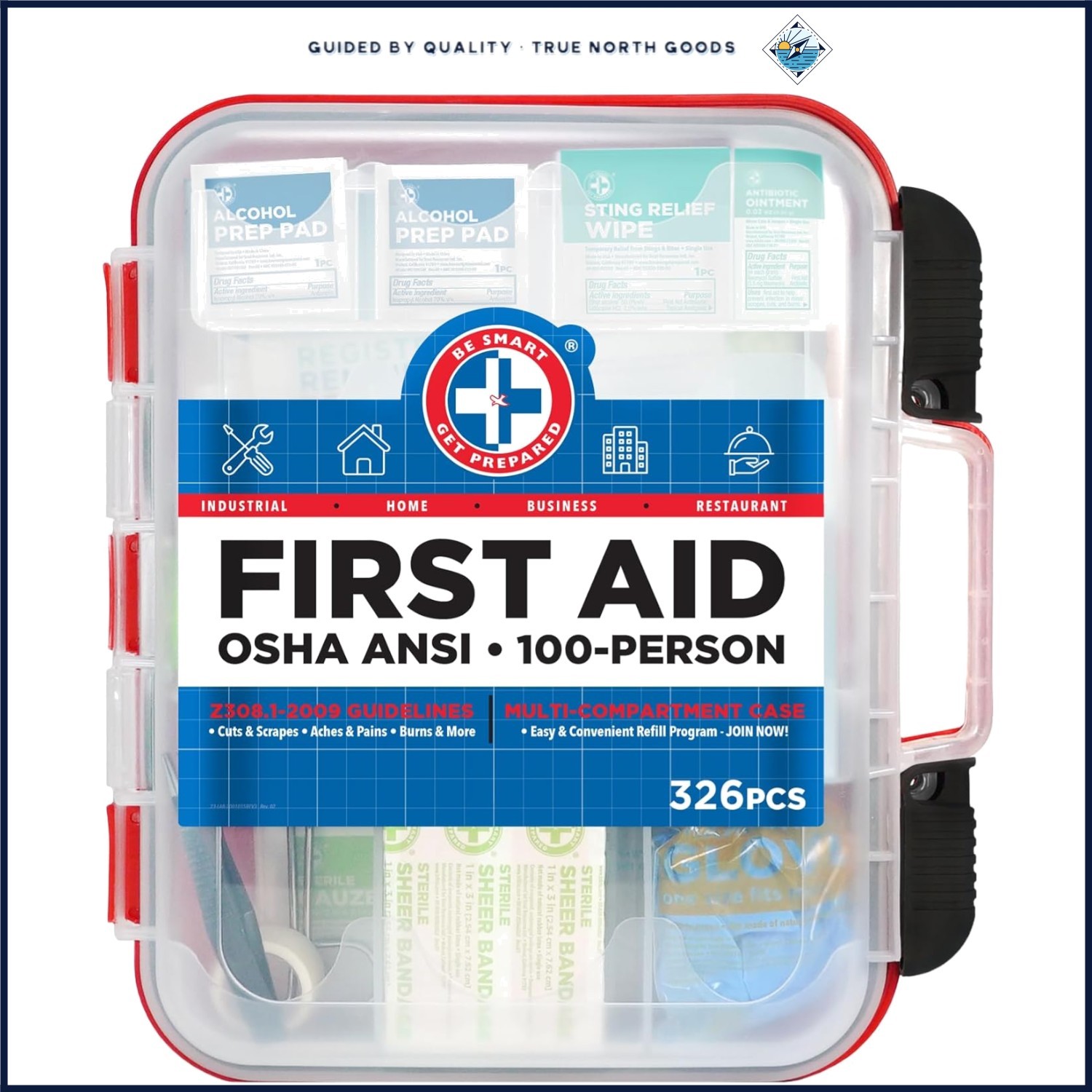 First Aid Kit 326 Pieces with Compact Design for Convenient Storage and Access