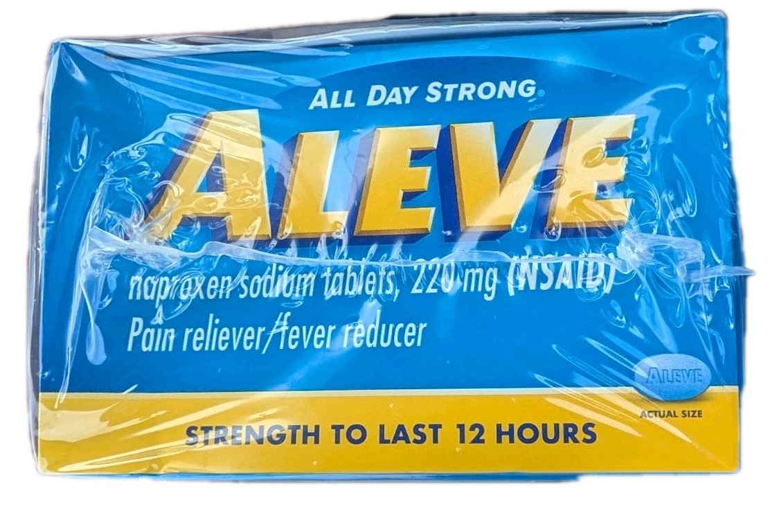 ALEVE Pain Reliever, 60 – 1 Caplet Pouches, Dispenser, Fever Reducer, Free Shipp