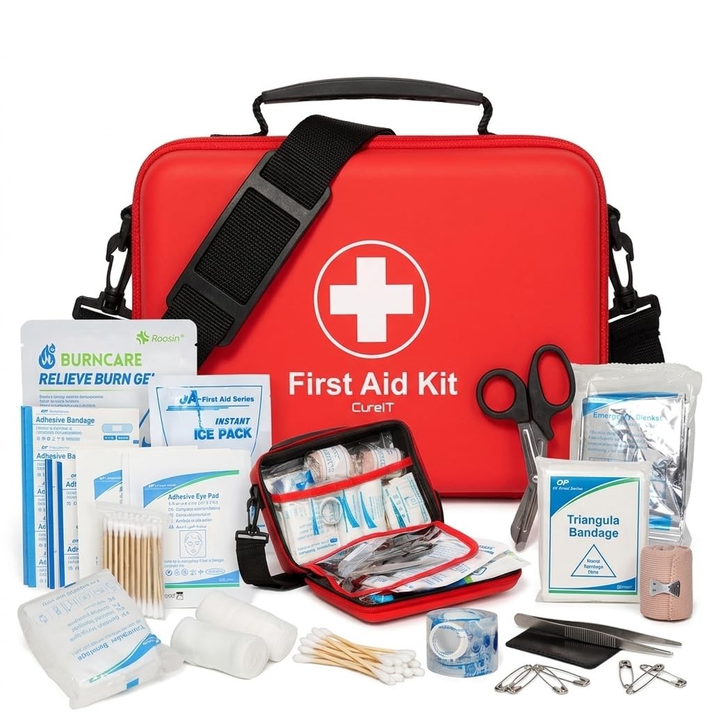 First Aid Kit Travel, Waterproof with Shoulder Straps for Easy Carry – Ideal for