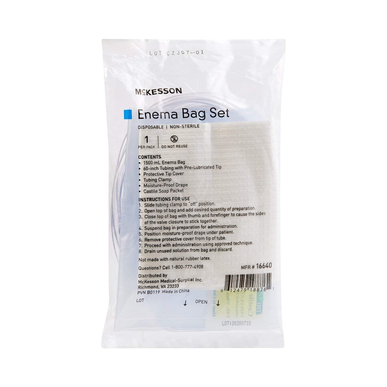 McKesson Enema Bag Set, Non-Sterile, Single Use, Disposable, 50 Count Navy