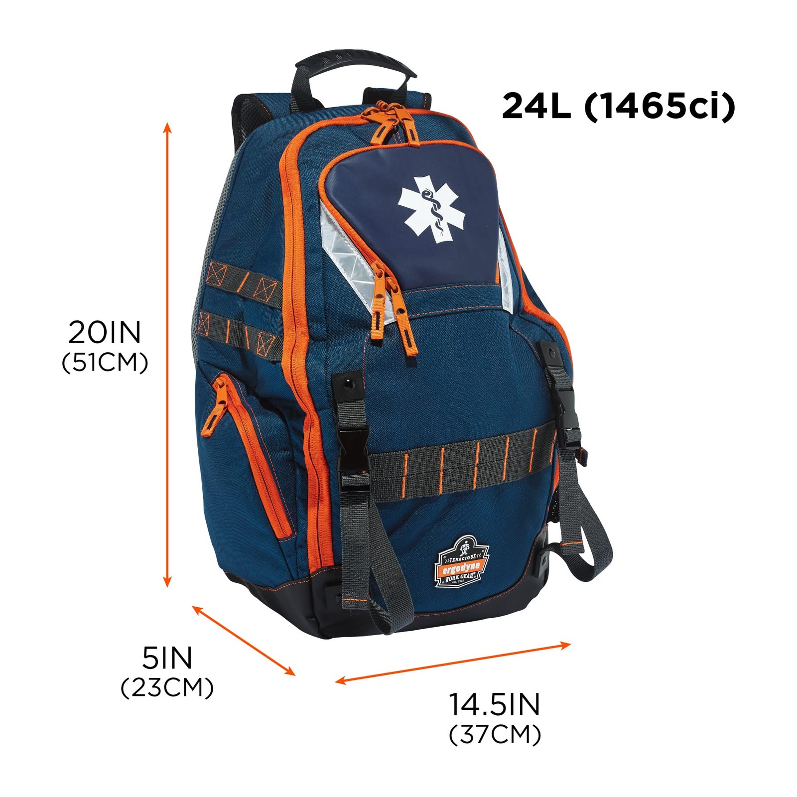 Trauma Backpack 14.5x5x20in 600D Polyester for EMS, Police, Firefighters