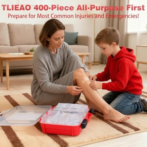 400-Piece First Aid Kit – Dual-Layer Organizer for Home, Car, Travel & Sports