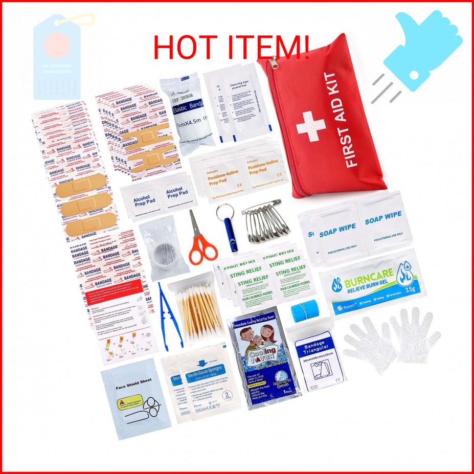 First Aid Kit for Home Car Travel 107 Piece Emergency Kits for Hiking Camping Sm