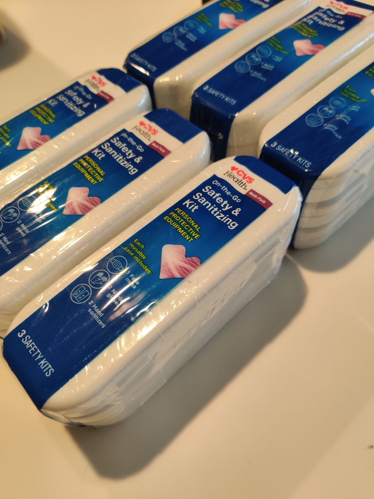 Lot of 6 New sealed ! CVS Health On-The-Go Safety & Sanitizing Kit, 3 CT EACH 18