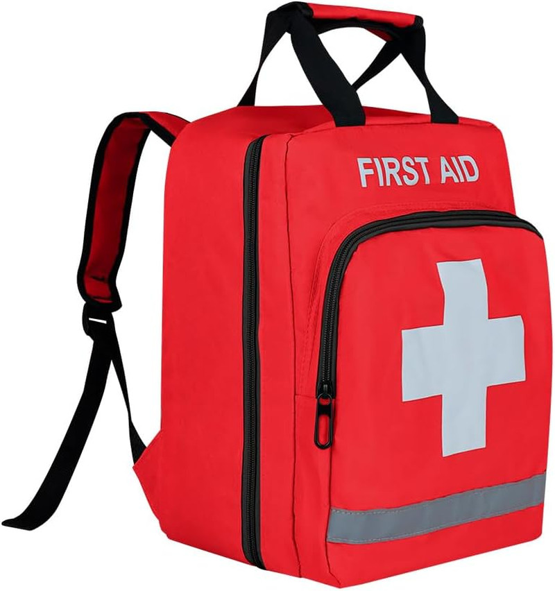 Red Emergency Bag First Aid Backpack Empty Medical First Aid Treatment First Res
