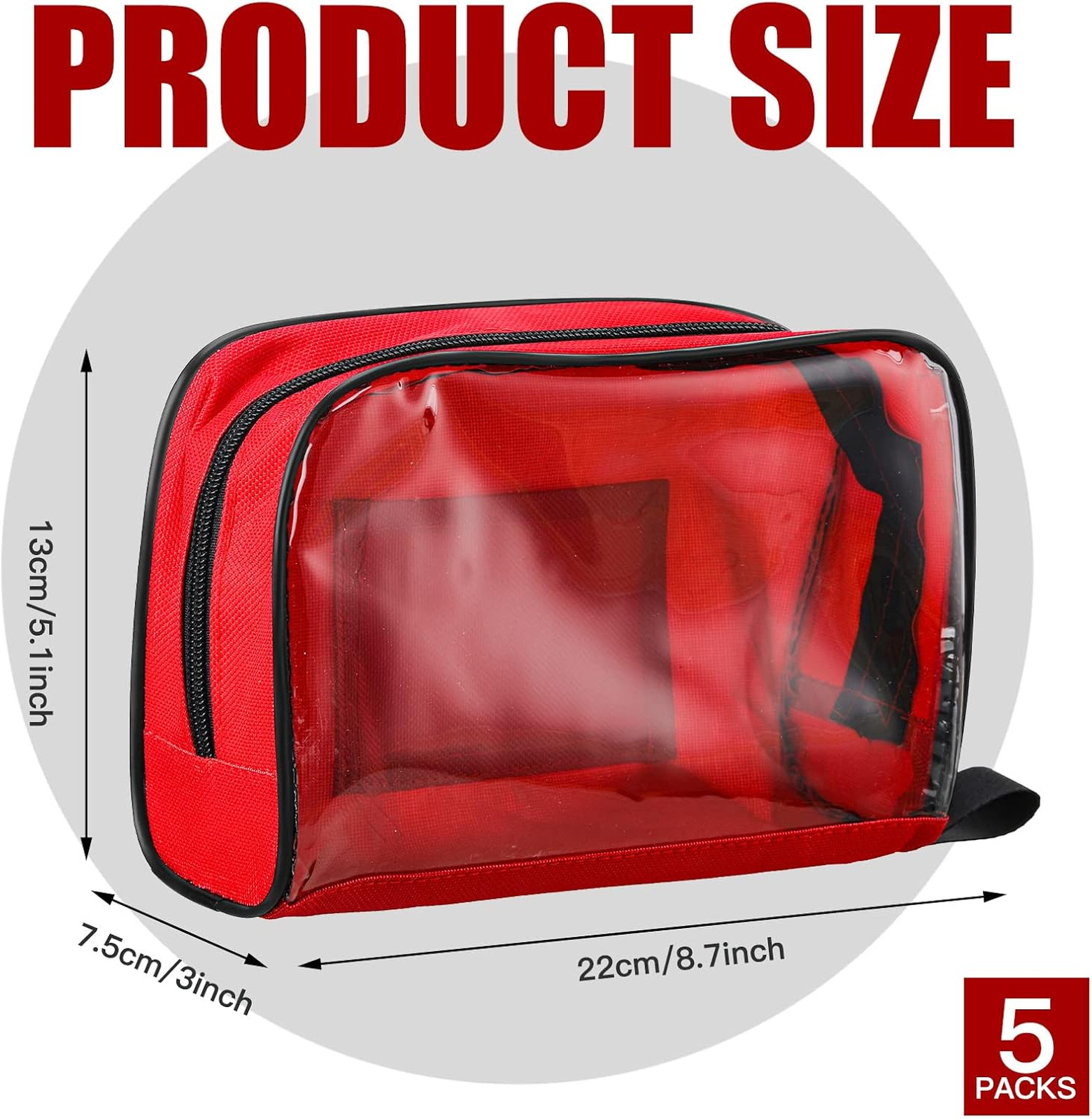 First Aid Kit Bag Set 5 Colors Portable Medical Pouches with Transparent Window