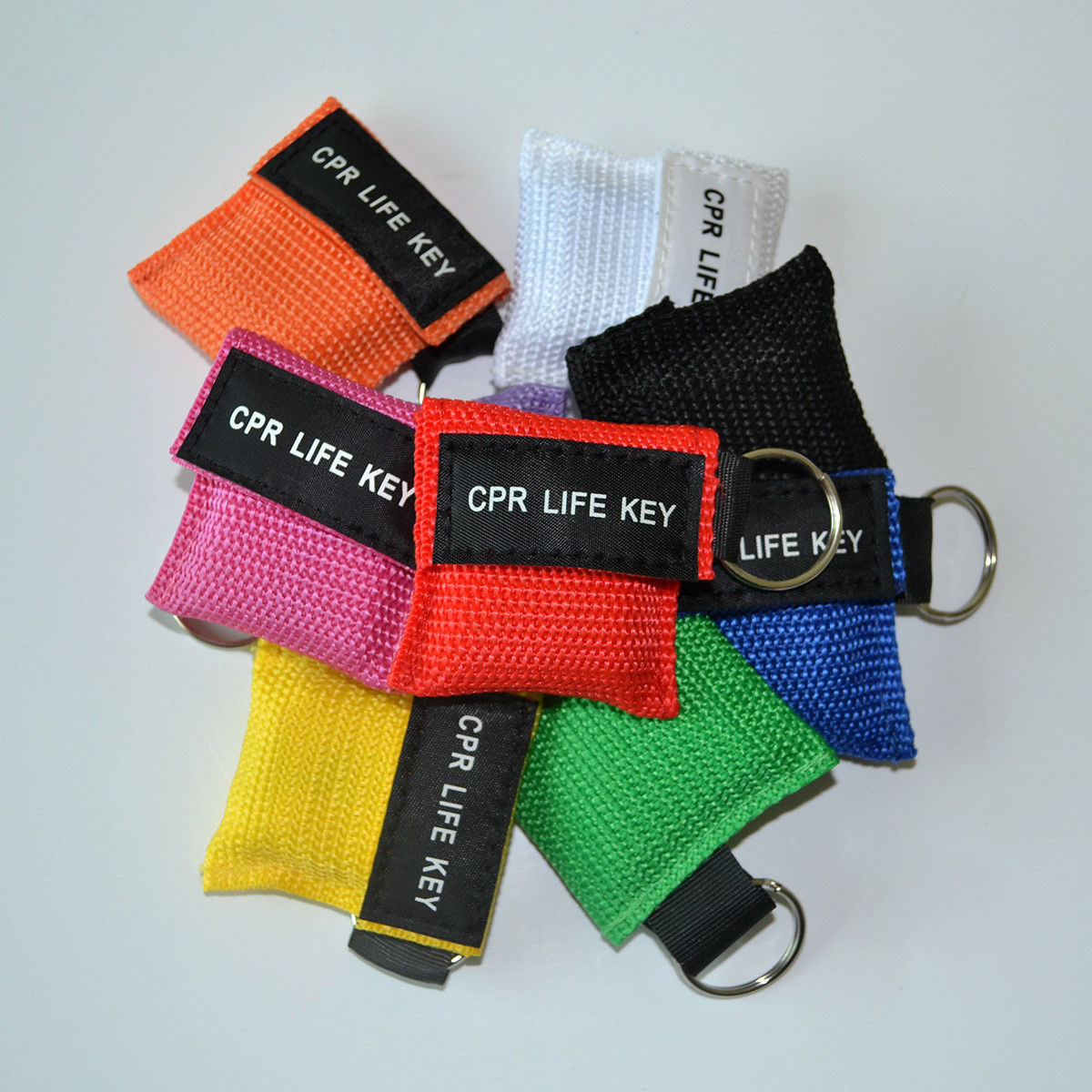 9 colors CRP Face Shield Nylon Keychain Pouch Printed cpr Bag Valve shield