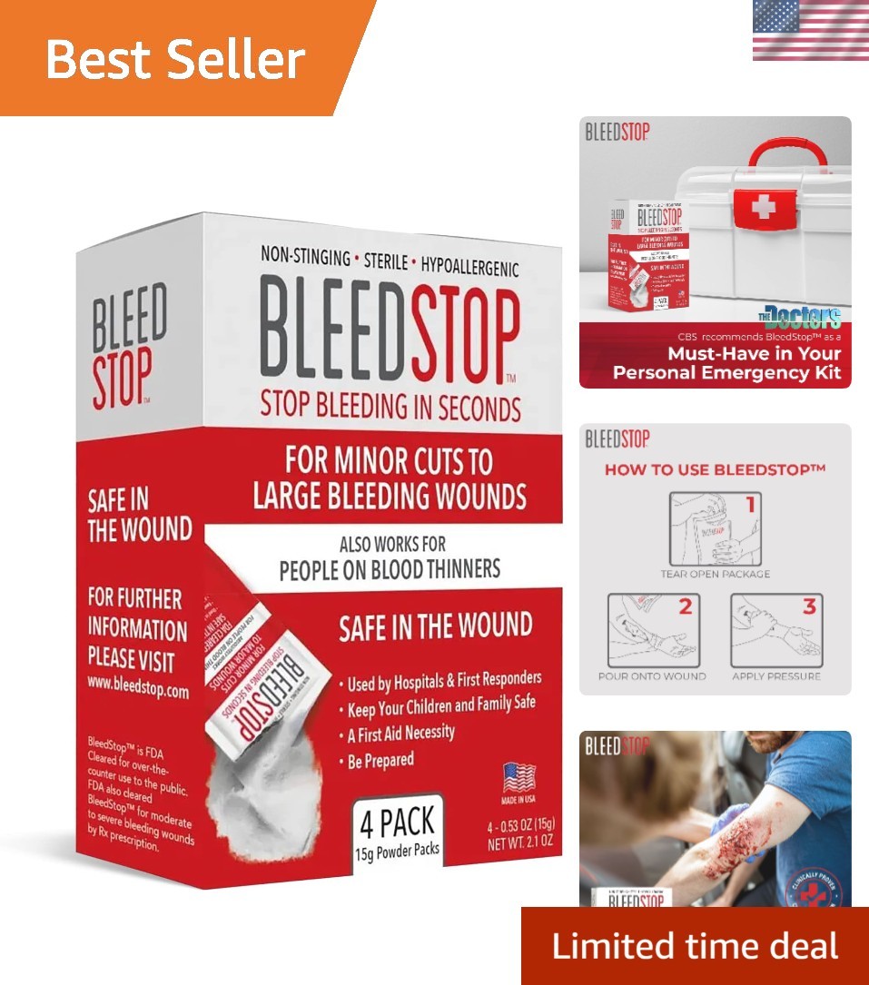 Plant-Based First Aid Powder: Non-Stinging Blood Control for All Ages – 4x15g