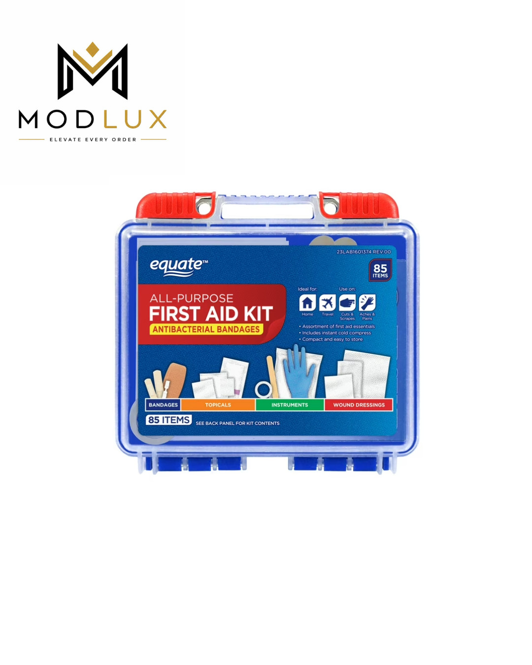 Equate On-the-Go First Aid Kit – Home, Travel, Office, Auto, School, 85 Pieces