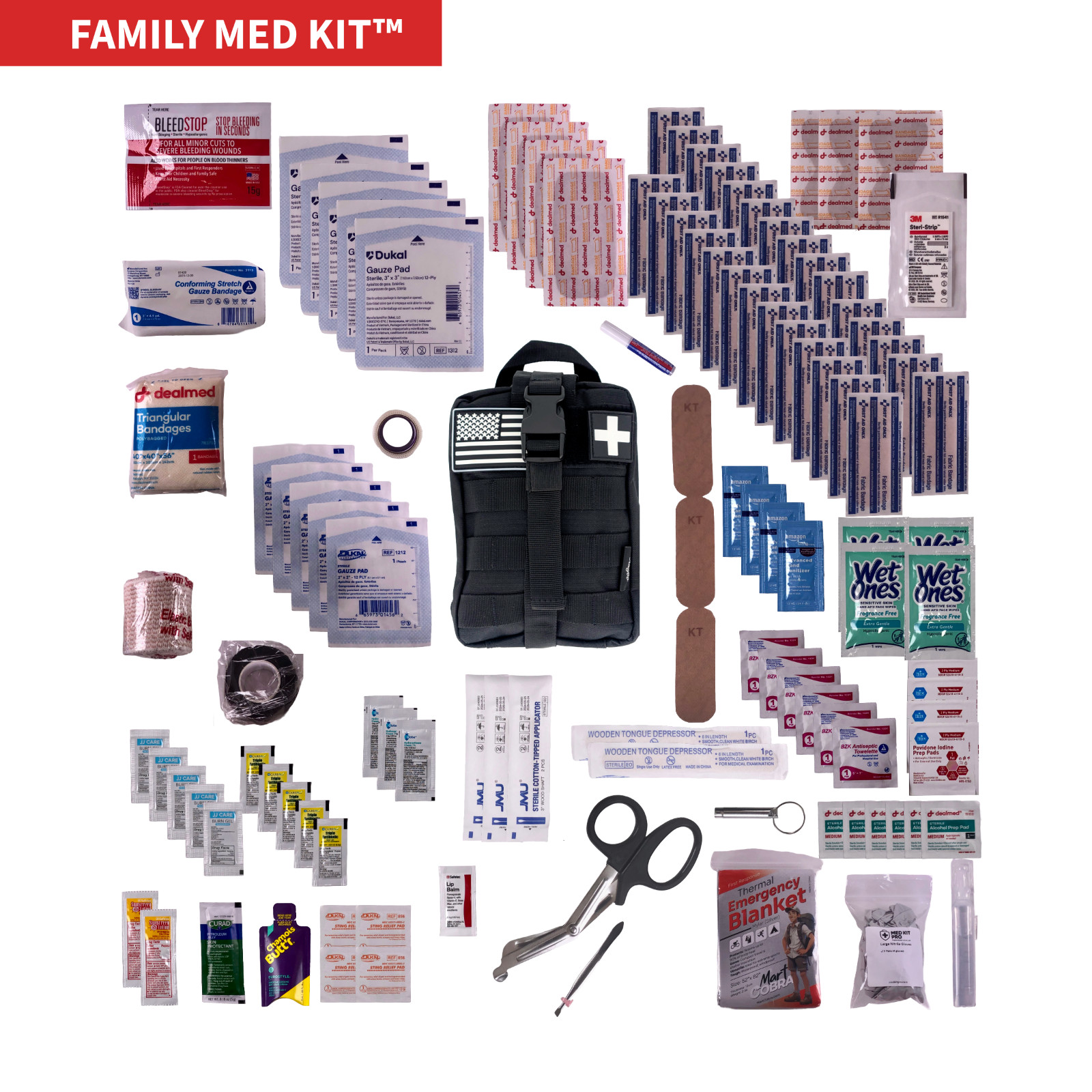 MED KIT PRO Large Family First Aid Kit w/ BleedStop 115pc Paramedic-Built