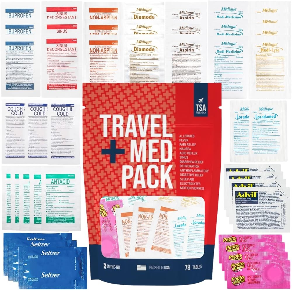 Travel Medicine Kit – 78-Piece TSA-Approved Medication Pack for Flights, Crui…
