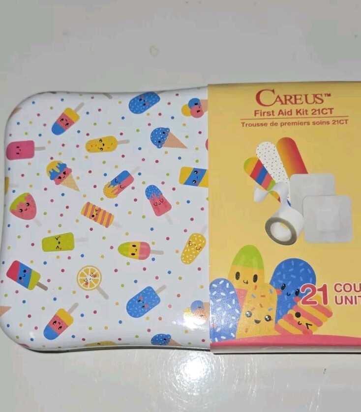 NEW, UNOPENED CareUs First Aid Kit Welly Dupe!! 21 Piece Kit! Ice Cream Design