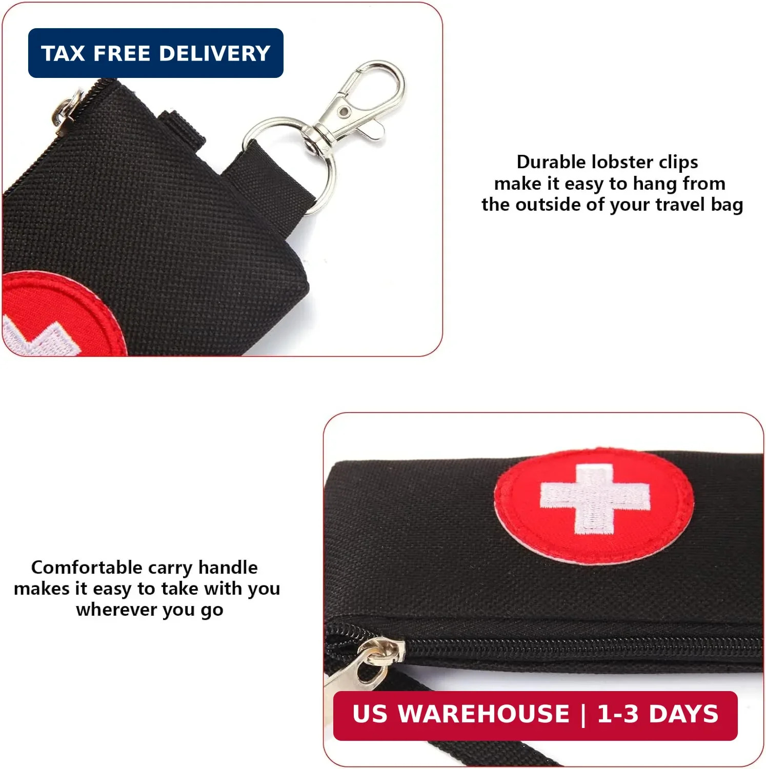 EpiPen Carrying Case, 2 Pack Emergency Medical Bag with Carabiner, Medicine Bag