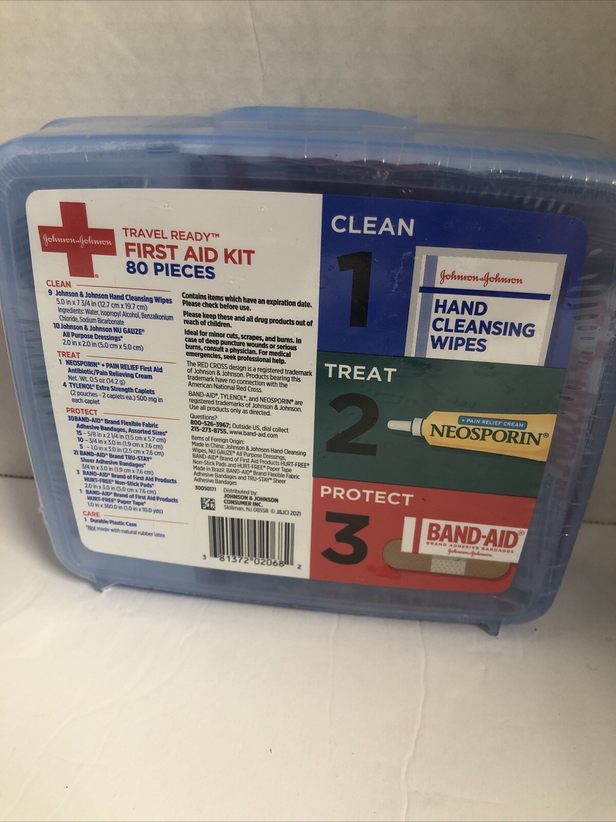 Band-Aid Travel Ready Portable Emergency First Aid Kit for Minor Wound Care with