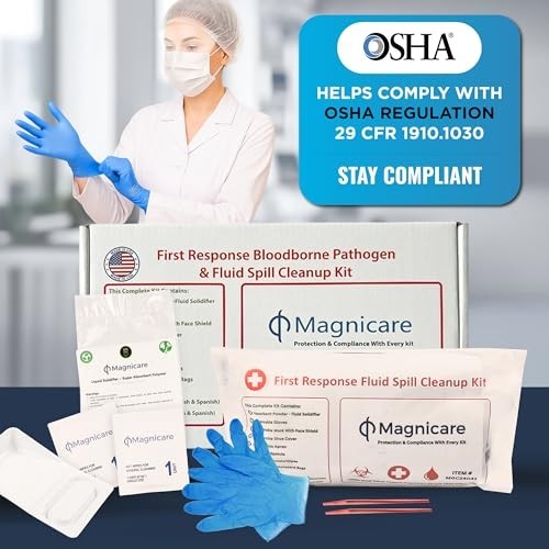 Bodily Fluid Clean Up Kit OSHA Compliant Spill Kit Gloves Mask Bag