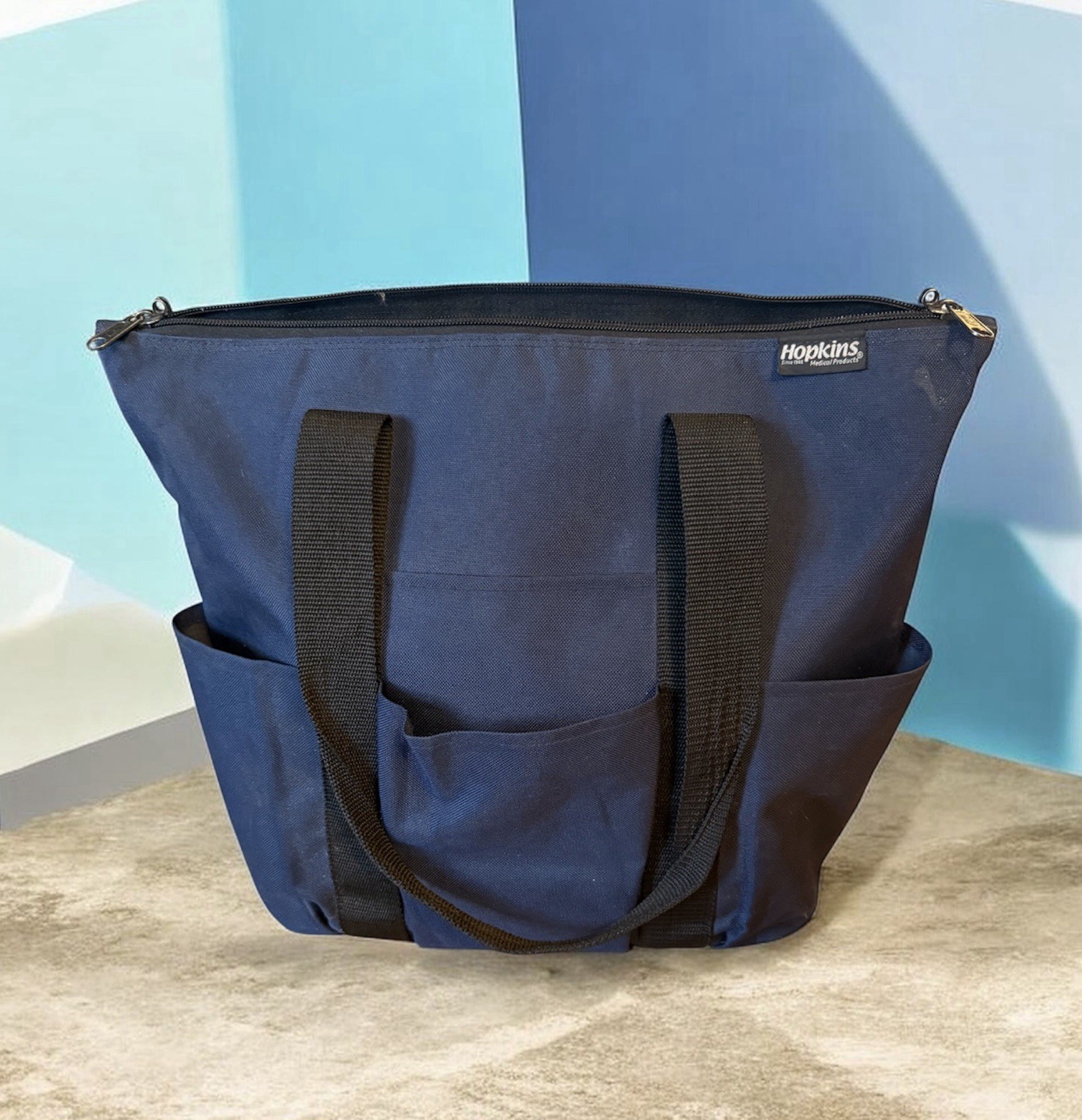 Hopkins Medical Products Tote Bag Navy Blue Multi-Pocket Nursing Utility Bag