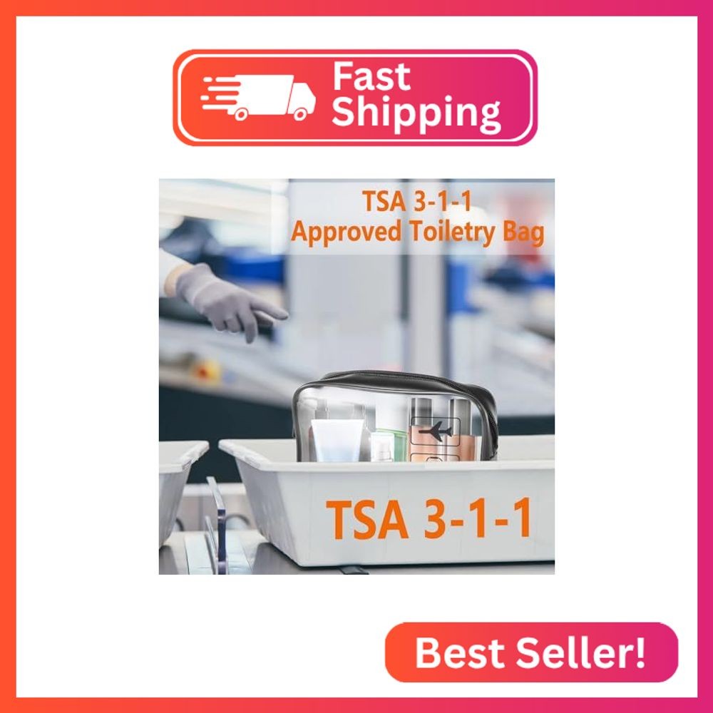 TSA Approved Toiletry Bag Carry on Airport Airline Compliant 3Pcs,Clear Makeup B