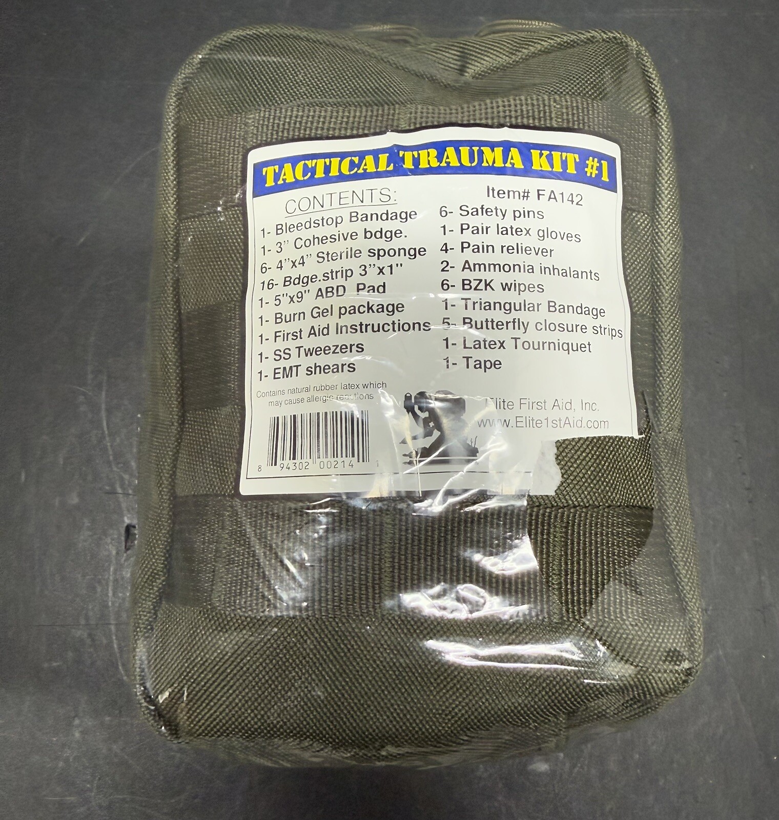 Elite First Aid Tactical Trauma Kit #1 – Brand New – FA142/Olive-Green