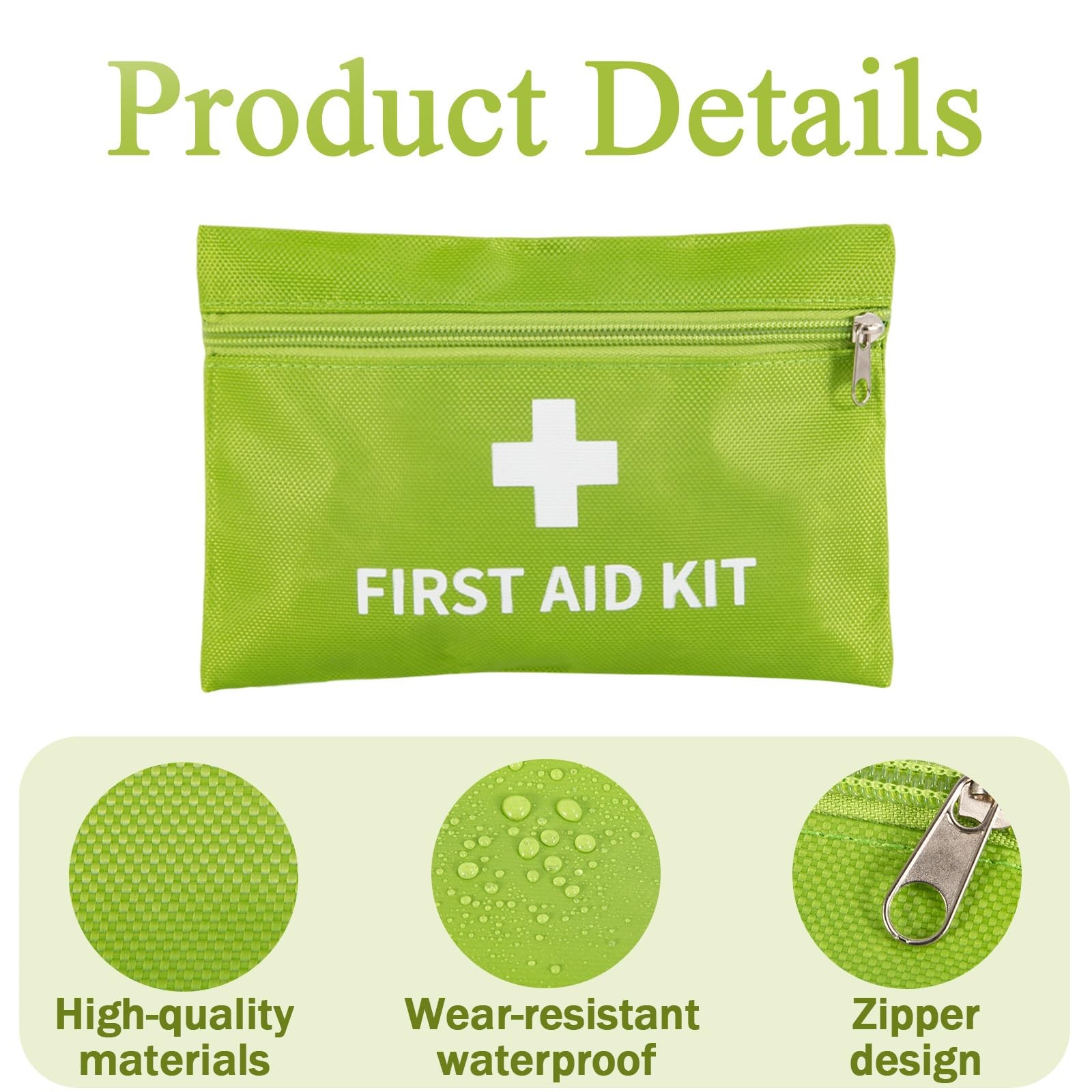 Empty Mini First Aid Pouches, Bulk Small Bag, Green