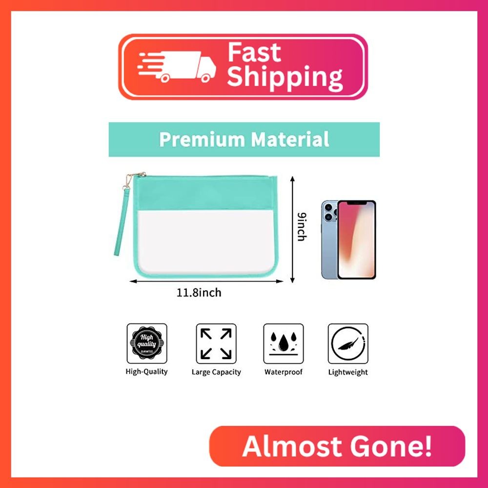 Iqimott Clear Zipper Pouch, DIY Clear Makeup Cosmetic Bag Purse for Women Girls,