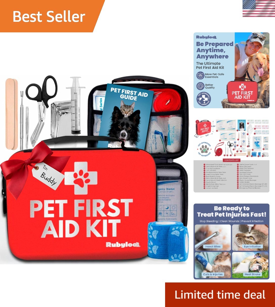 Comprehensive Pet First Aid Kit with 53 Medical Supplies for Home & Travel