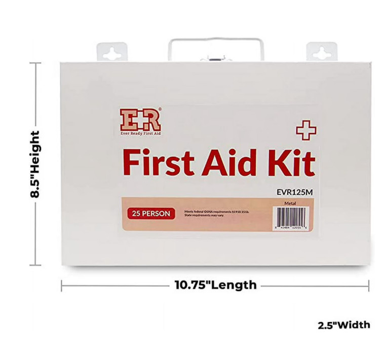 Ever Ready 107Pc First Aid Kit OSHA Compliant 25 Person Plastic Case