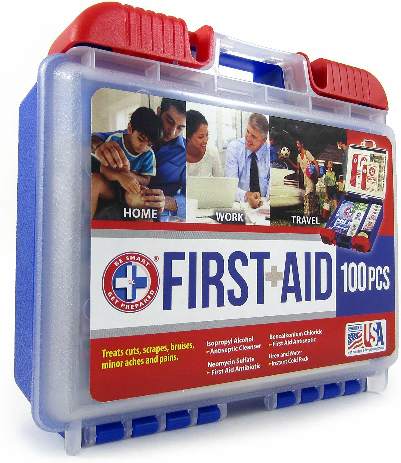 First Aid Kit Emergency Box Home Office Travel Car Vehicle Camping – 100 Pieces