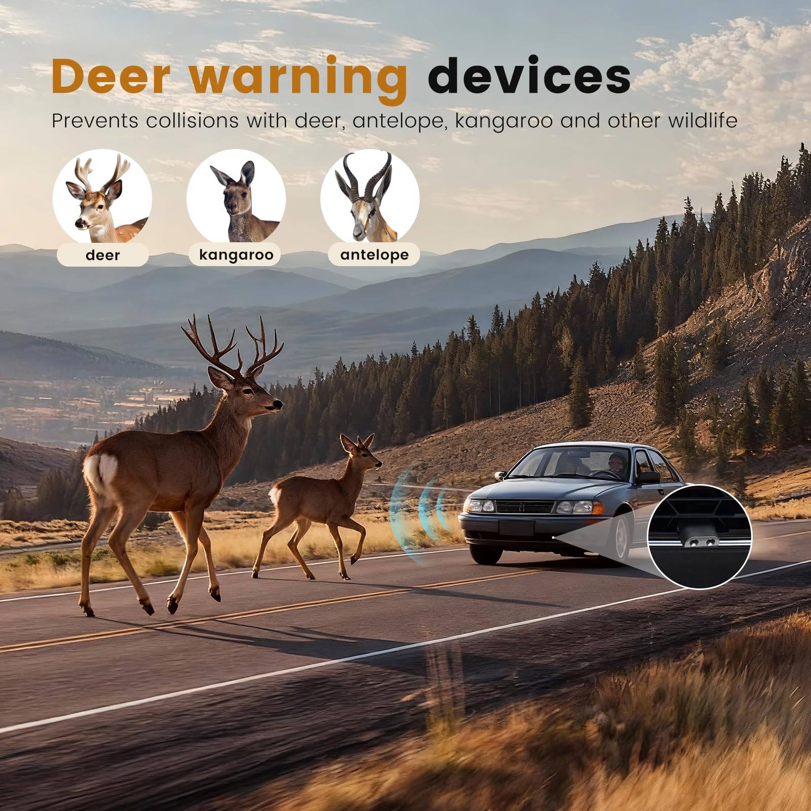 4 PCS Deer Whistles for Car, Automotive Save a to Avoid Black