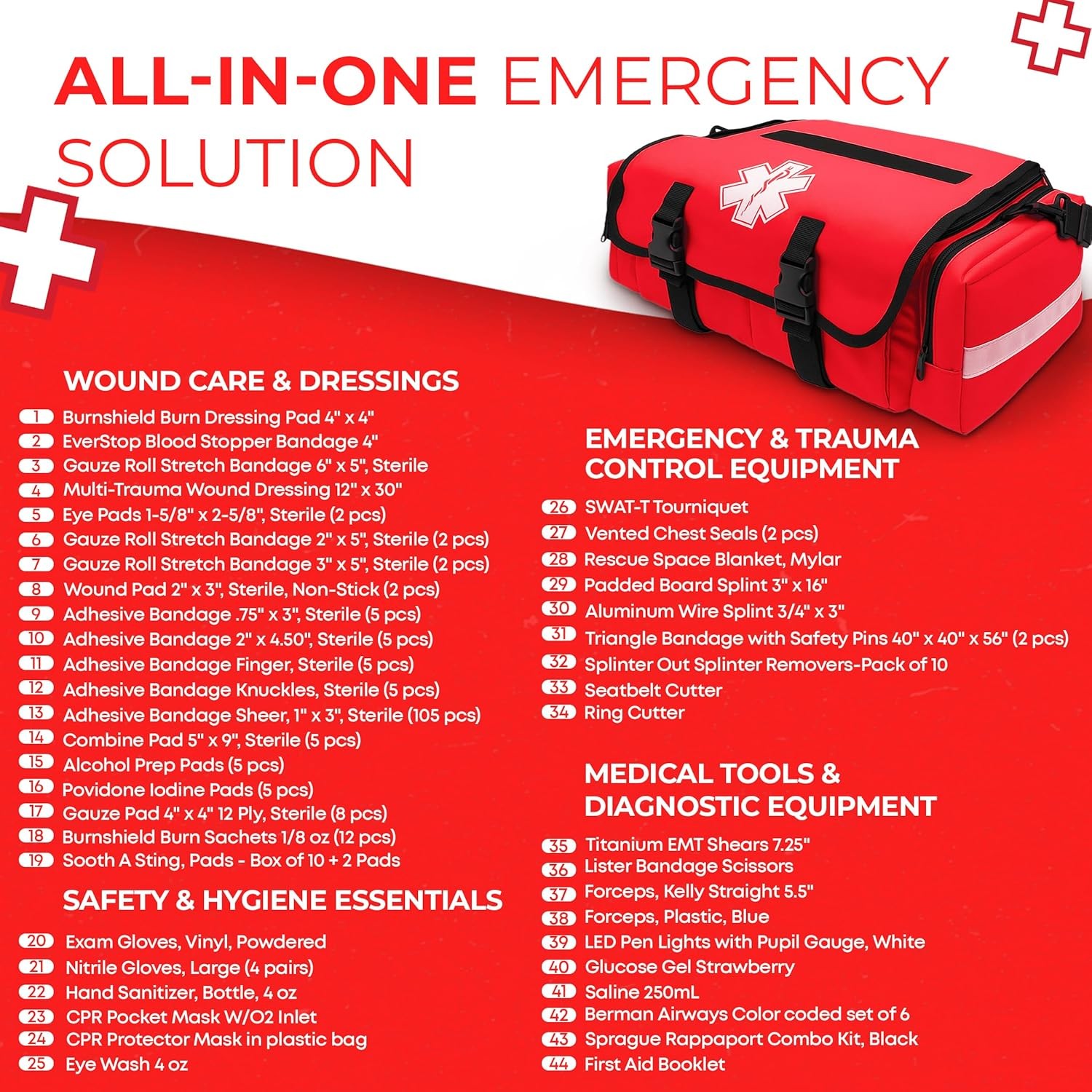 First Responder Fully Stocked Professional Essentials EMT/EMS Trauma Kit w/ Bag