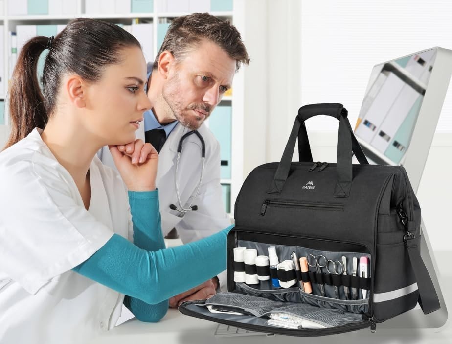 MATEIN Medical Bag Large Water Resistant Nursing First Aid Home Health Bag – NEW