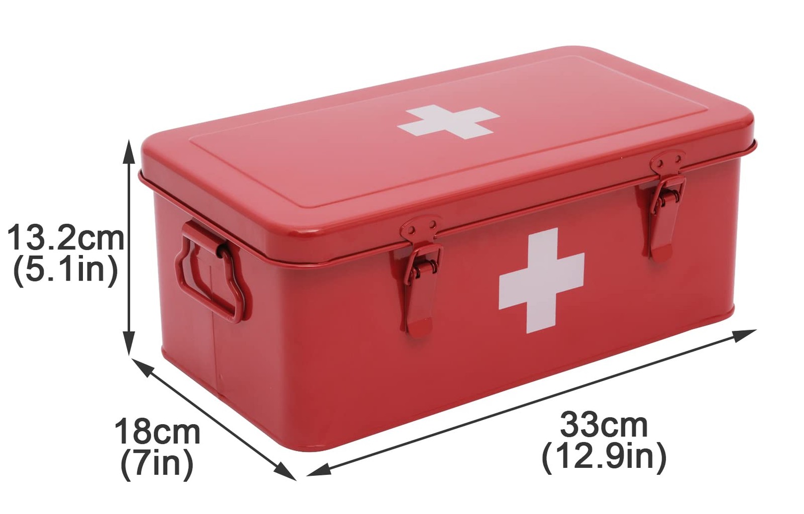 Xbopetda First Aid Medicine Box, Kit Supplies Bin, Metal Small, Red