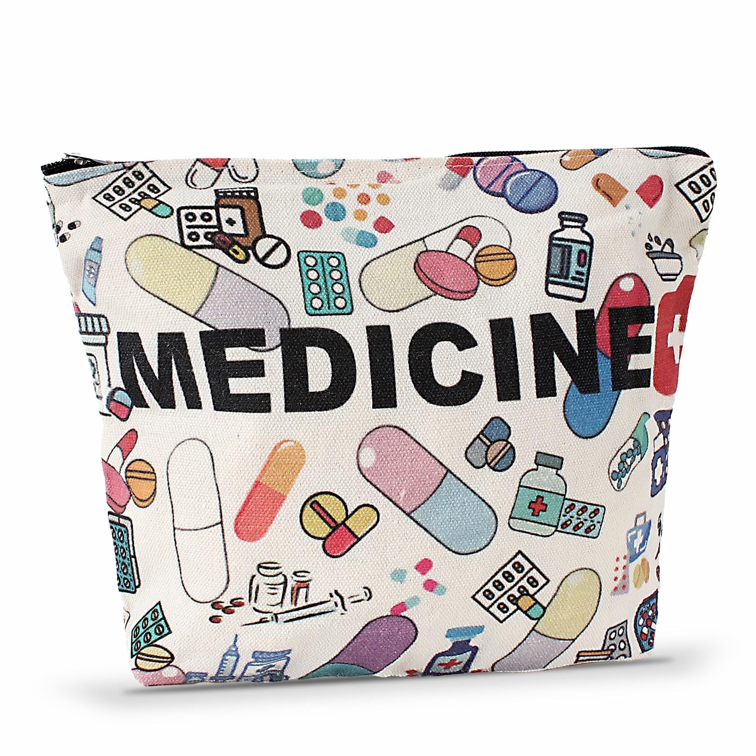 ZUCOLUS Funny Letter Print Travel Medicine Bags Makeup Bag Gift For Black