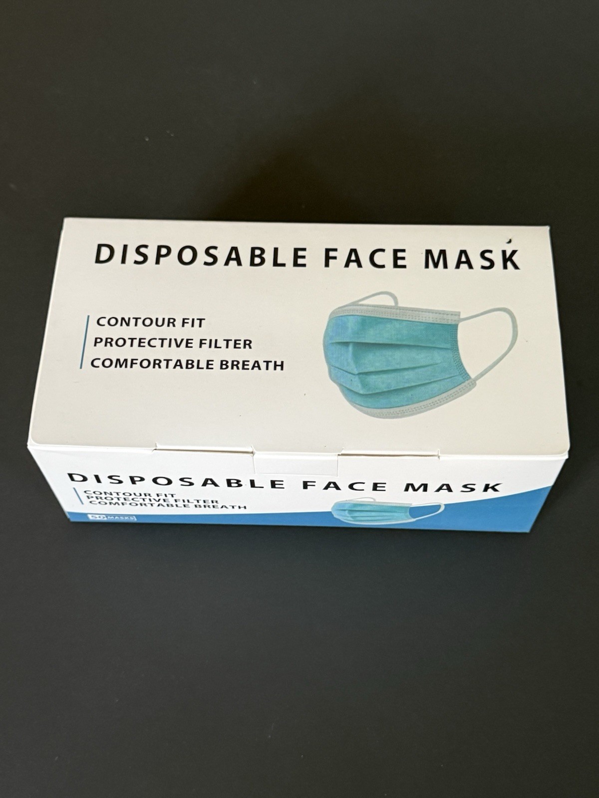 Disposable Protective Face Masks 5 Boxes (50 per box) 250 Count Adult Face masks