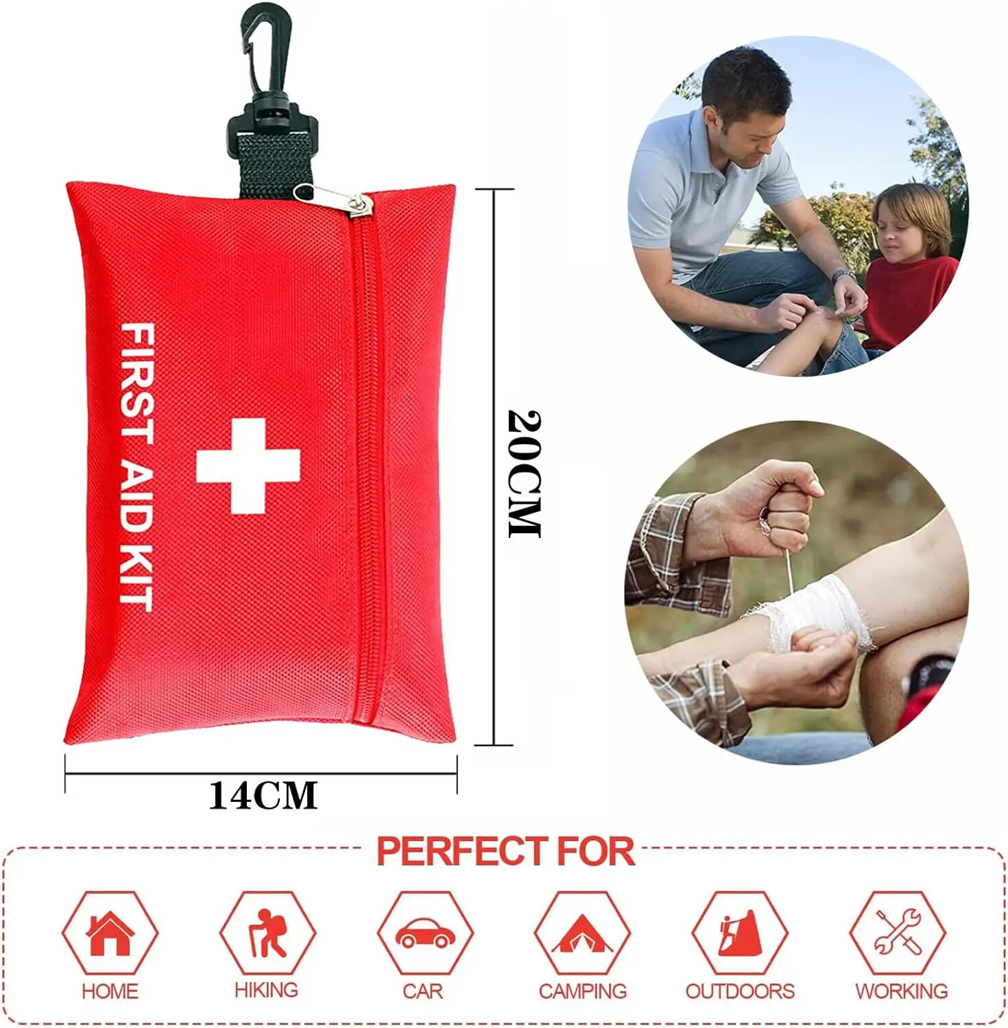 First Aid Kit Complete, 104Pcs Water-Resistant Hard Shell Small Case For Travel