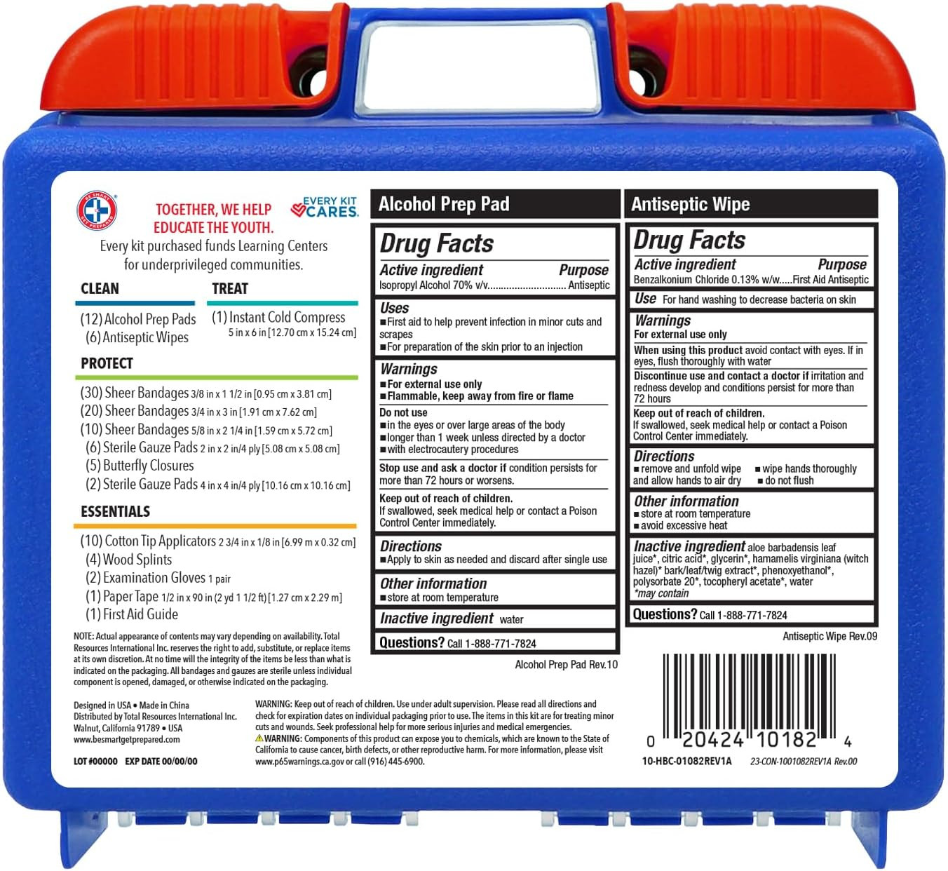 110 pc First Aid Kit Clean, Treat, Protect Minor Cuts Packaging may vary