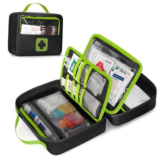 Waterproof Empty First Aid Bag with a Detachable Panel, Small Medical Green