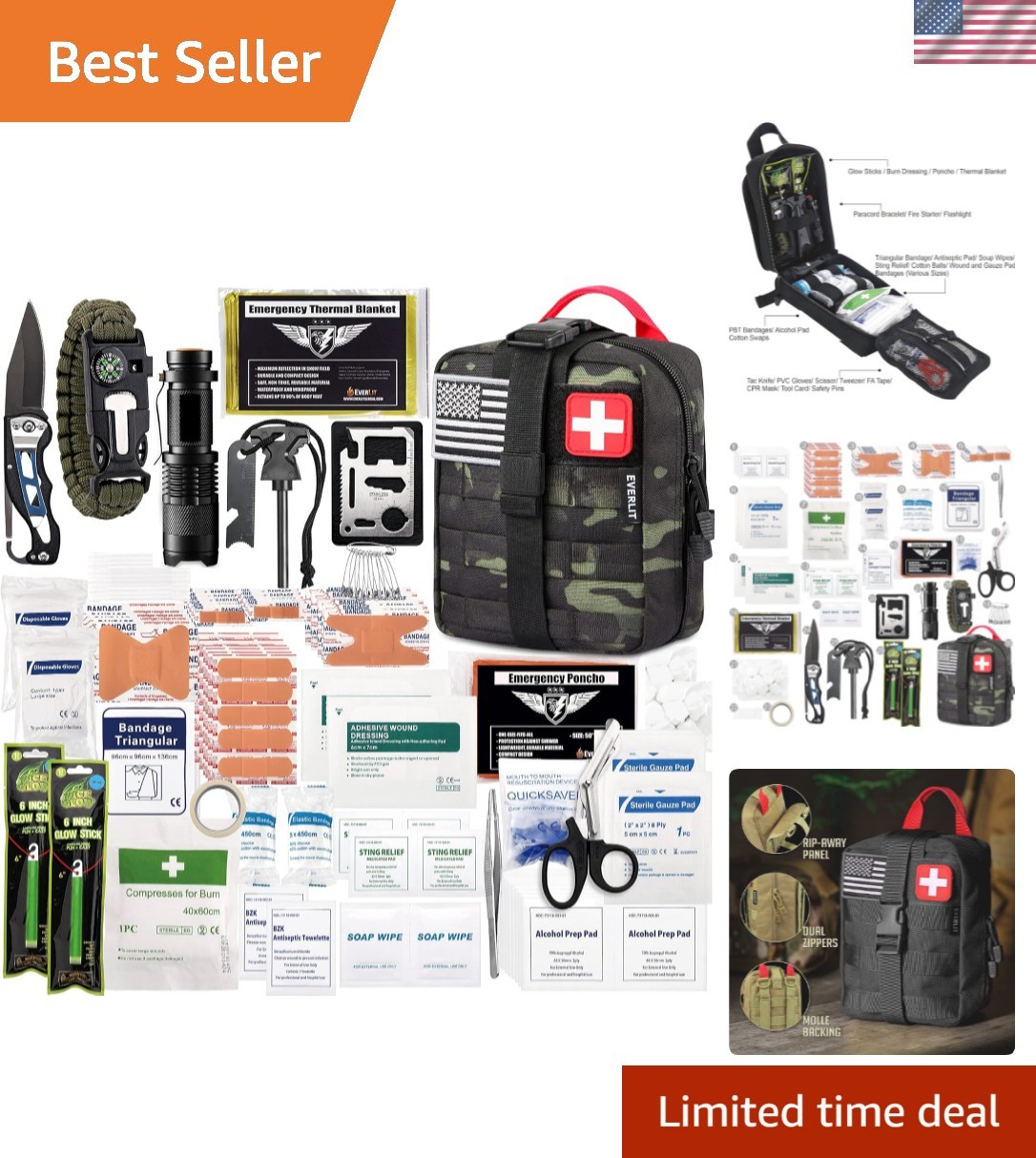 Durable 250-Piece First Aid Southwater Kit for Camping, Hiking, and Home Safety