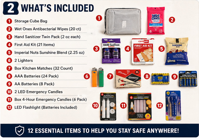 Power Outage Emergency Kit – Storm Survival Pack – Home & Car Bag Ready