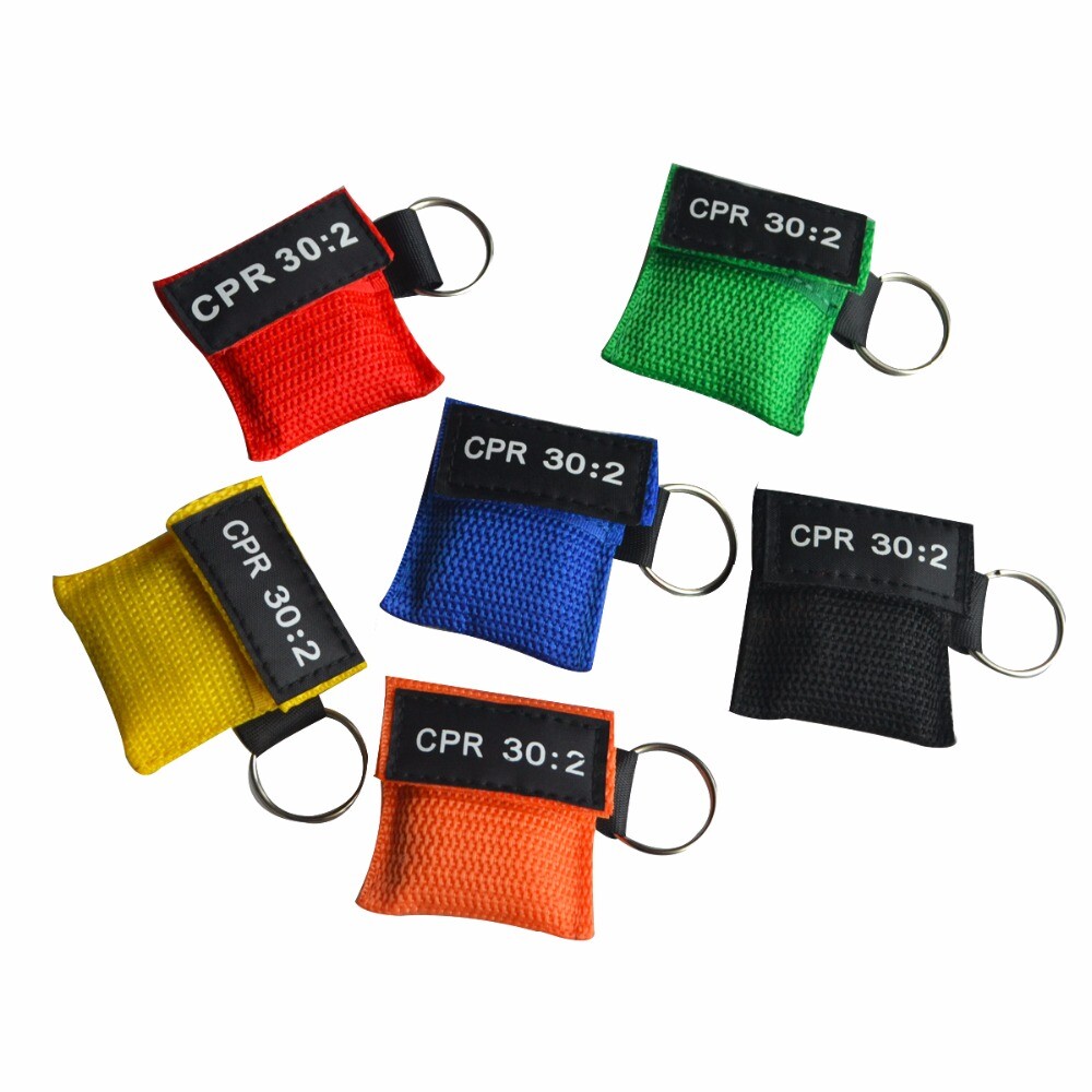 50Pcs/Lot Optional Color Cpr Resuscitator Mask Keychain Emergency Face Shield