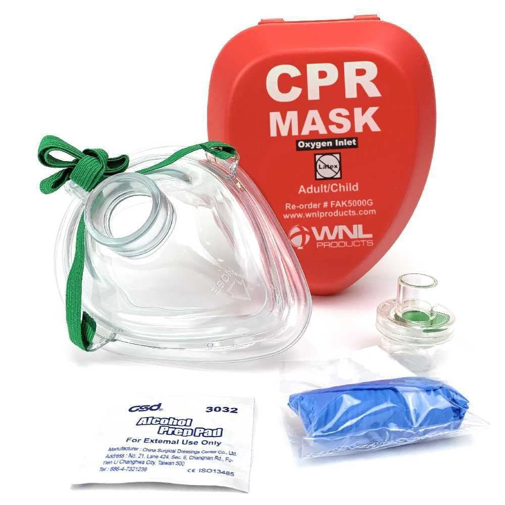 CPR Rescue Mask, Adult/Child Pocket Resuscitator, Hard Case Kit with Belt Clip