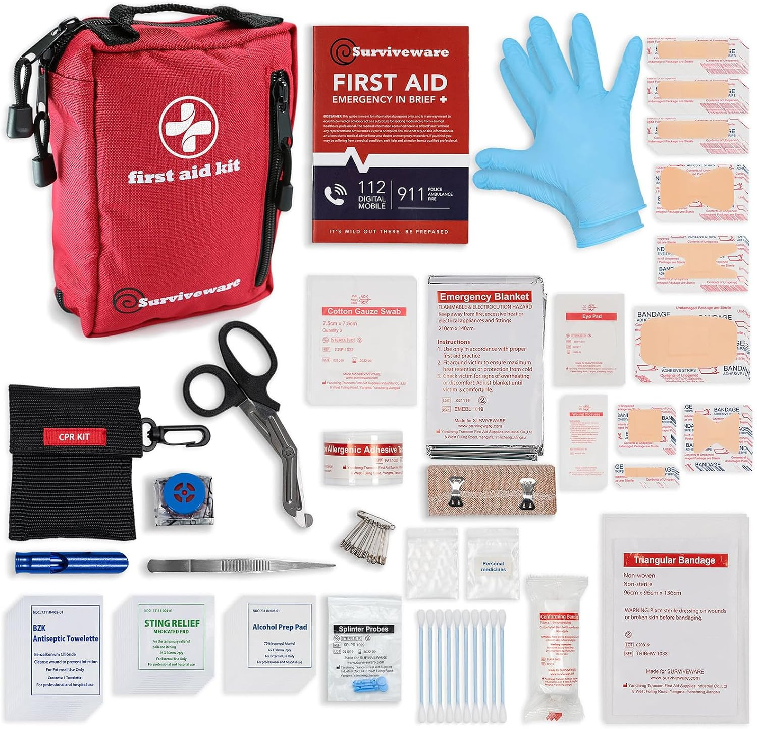 98 Pcs Comprehensive Premium Survival First Aid Kit – Medical Emergency Kit for
