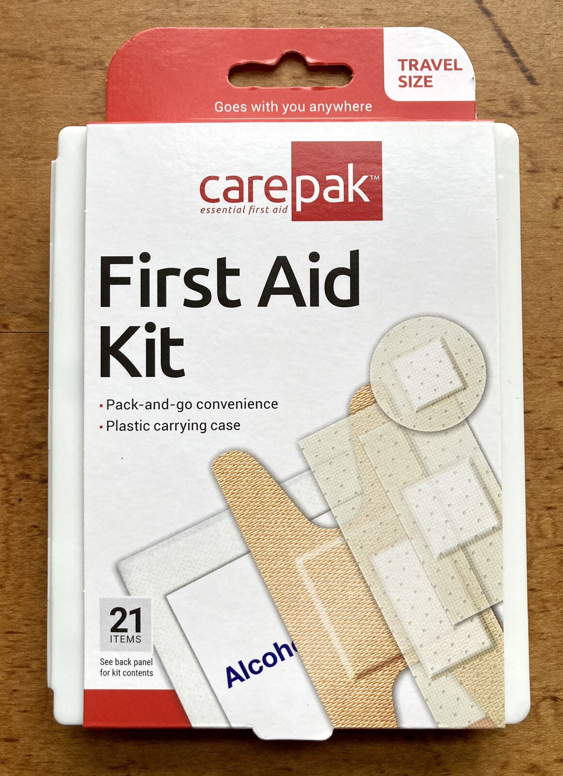 CAREPAK FIRST AID KIT TRAVEL SIZE w/ CASE FOR GYM, BACKPACK, LUGGAGE, PURSE NEW