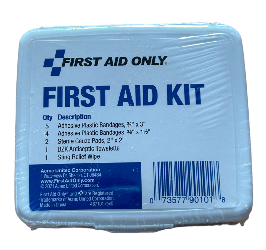 Two First Aid Kits – 13 Pieces per Kit Travel Size – Bandages, Gauze – Ex: 11/26
