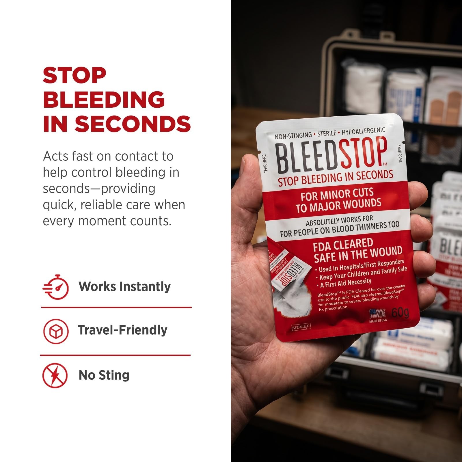 BleedStop™ First Aid Powder for Blood Clotting, Trauma Kit, Blood Thinner Pat…