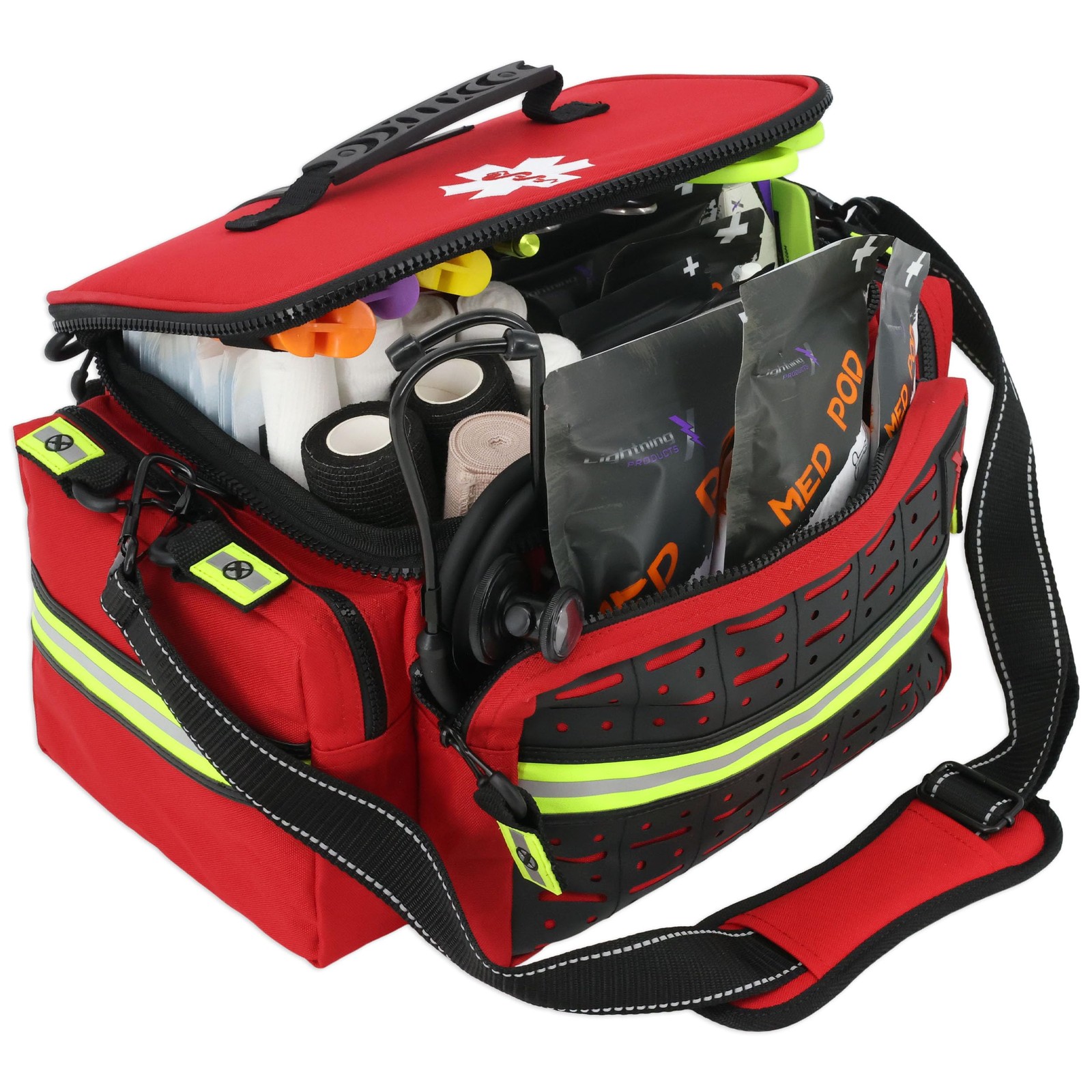 Lightning X Mid-Sized First Responder EMT Bag | LXMB25 | Fully Stocked w/ 248…