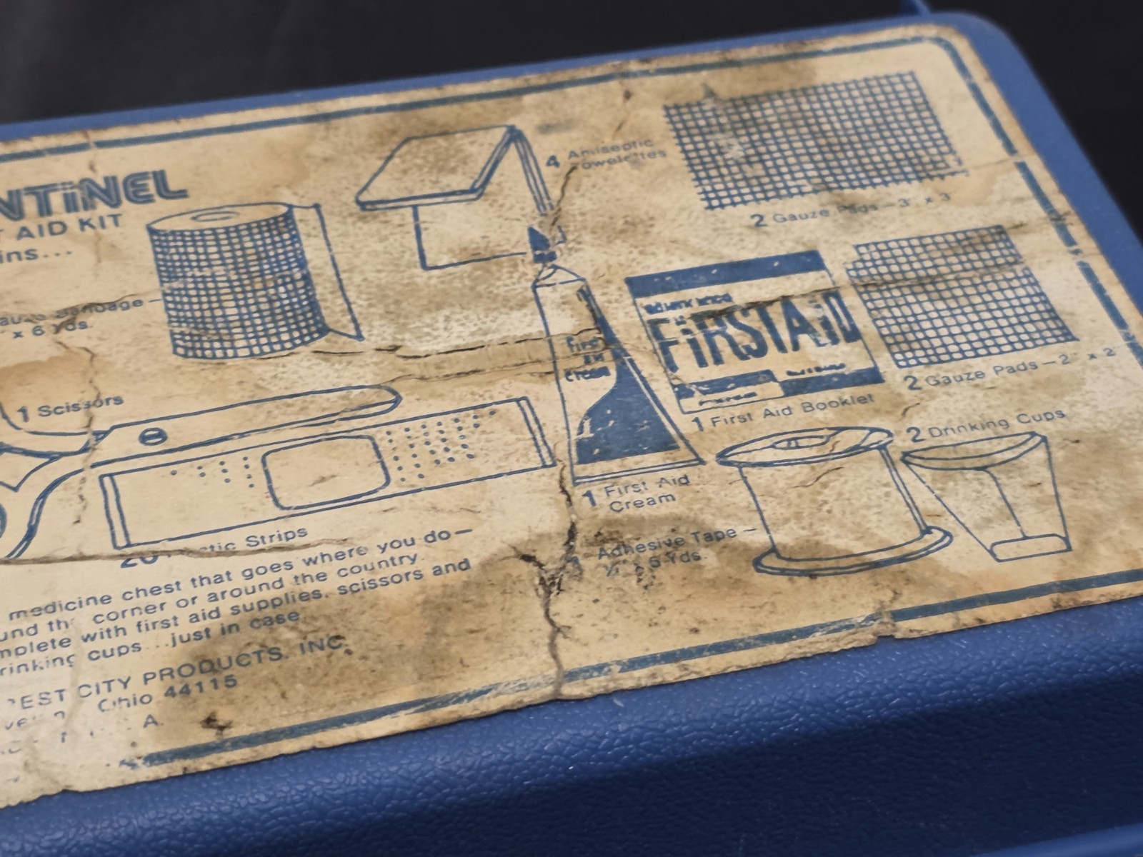 Sentinel First Aid Kit Blue Case Sterile w/ Gauze Pads Bandage Tape 12/1966