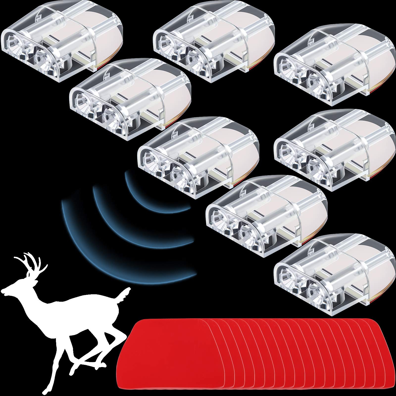 BBTO 8 Pieces Deer Whistles for Car with Adhesive Tapes Transparent