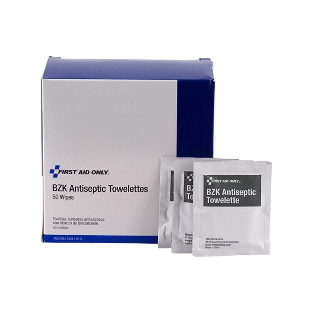 FIRST AID ONLY H307 Topical Antiseptic,Wipes,PK50 36LF44